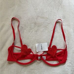 Red Heart Lace Bra by Forever 21